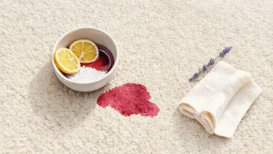 İnatçı kırmızı şarap lekesini halıdan çıkarmak için kullanılan doğal karışım tarifi ve uygulama adımları.